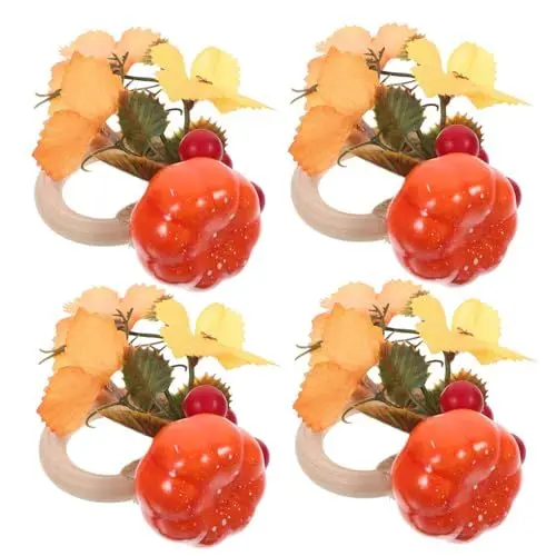 Produktbild: HOLIDYOYO Halloween Kürbis Servietten 4er Set Herbst Tischdekoration Serviettenhalter Für Herbstparty