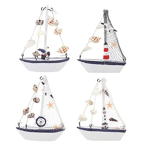 Produktbild: HOLIDYOYO Einzigartige Segelbootmodelle Mediterrane Bootornamente Elegantes Wohndekor-Set