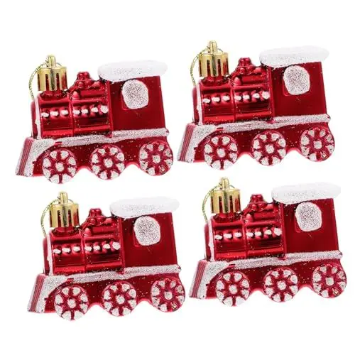 Produktbild: HOLIDYOYO Weihnachtsbaum-autoanhänger Dekorative Weihnachtsanhänger Kunststoff Zug-Ornamente Helle Farben für Partys