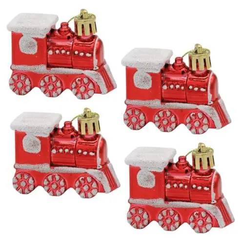 Produktbild: HOLIDYOYO 4stücke Weihnachtsbaum Kleine Zug Dekorationen Für Festliche Anlässe Für Weihnachten Partys Und Winterfeiern Rote Farbe Hochwertiges Design