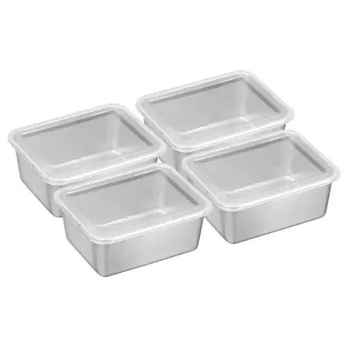 Produktbild: HOLIDYOYO 4 Stücke Boxen Schärfer Wiederverwendbare Gemüsebox Kühlschrank-aufbewahrungsbehälter -sandwichgehäuse Picknickschale Aus Gehen Tragbar Frischer Behälter Rostfreier Stahl Arbeit