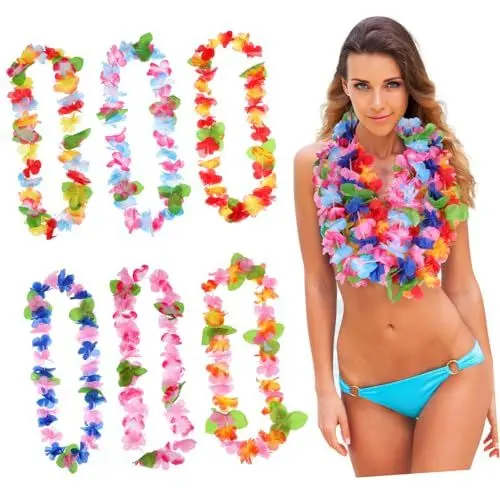 Produktbild: HOLIDYOYO Hawaiianisches Halsketten-Set 6-teilig Blumen-Halskette für Luau-strandtreffen Geburtstagsfeier
