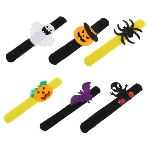 Produktbild: HOLIDYOYO 6st Pop-kreis-armband Halloween-slap-bands Halloween-slap-armbänder Schlagbänder Leichte Schlagarmbänder Halloween-backen Schlagarmbänder Für Halloween Plüsch Flanell