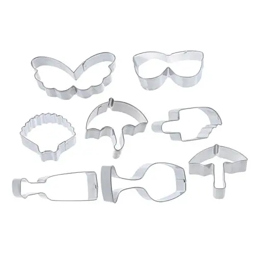 Produktbild: HOLIDYOYO 8st Ausstechform Kuchenform Hawaiianische Keksform Für Gummipaste Cakesicles Schimmel Keksausstecher Für Den Haushalt Tropischer Keksausstecher Silver Rostfreier Stahl