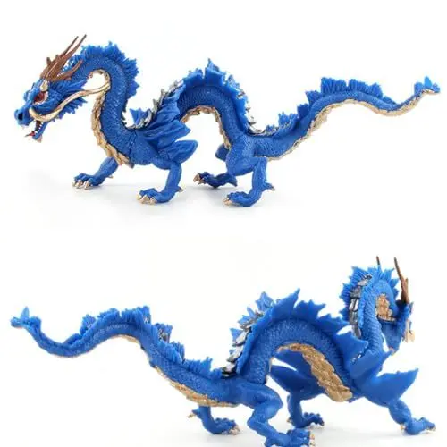 Produktbild: HOLIDYOYO Chinesische Tierkreiszeichen-Drachenfigur Feng Shui Kirin Kylin Statue Auto Armaturenbrett Tierdekoration 2024 Neujahr Maskottchen Geschenk Für Wohlstand Schutz Blau