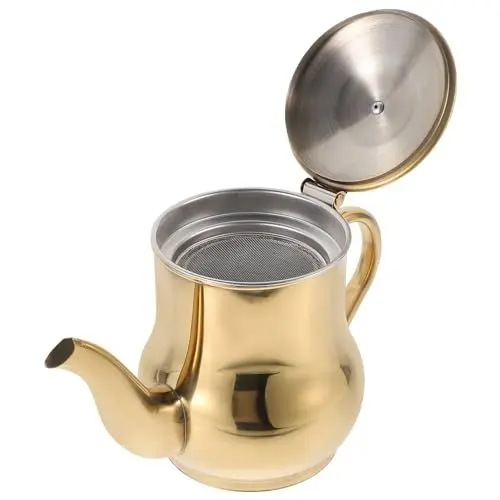 Produktbild: HOLIDYOYO Edelstahl-Öltopf 24-Unzen-Sojasauce-Ölflasche Mit Feinmaschigem Siebdeckel Ölaufbewahrungsbehälter Frittieröl-Speisefettspender