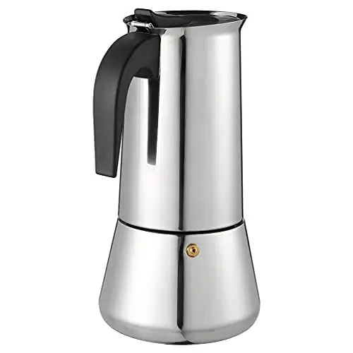 Produktbild: HOLIDYOYO Espressokocher Für Den Herd 200 Ml Edelstahl Italienische Kaffeemaschine Induktion Espressokanne 4 Tassen Silberfarben