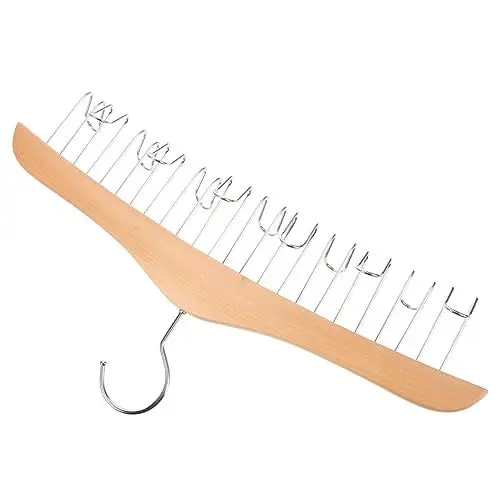 Produktbild: HOLIDYOYO Platzsparendes Gürtelbügel-Set Gürtelhalter Organizer Mehrere Haken Aus Holz Und Edelstahl Für Den Schrank Im Wohnheim