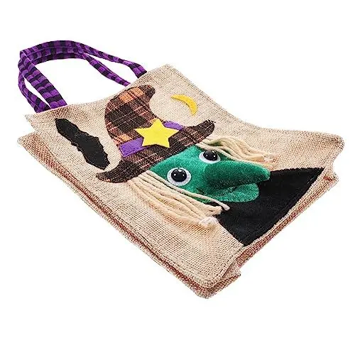 Produktbild: HOLIDYOYO Wiederverwendbare Halloween-leckerei-tasche Leinen Kürbis-einkaufstasche Hexen-thema Für Party-