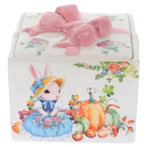 Produktbild: HOLIDYOYO Ostern Keramik Glas Design Süßigkeiten Lagerung Dekorative Snack Container Multi-funktionale Süßigkeiten Für Hause