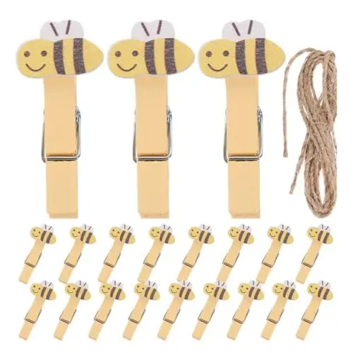 Produktbild: HOLIDYOYO 20stücke Mini Holzklammern Bienen Design Vielseitige Foto Snackclips Aus Holz Für Bastelarbeiten Und Dekoration Stabil Und Langlebig Für Fotos Karten Und Mehr