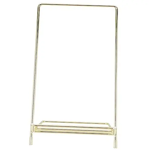 Produktbild: HOLIDYOYO Minimalistischer Rezepthalter Buchständer für Kochbücher Bilderständer Tisch-Bücherregal book shelves bücherstützen bookshelf Plattenständer Kochbuchständer Rostfreier Stahl Golden