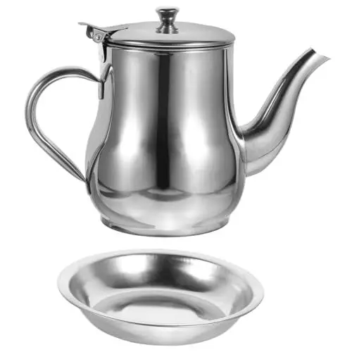 Produktbild: HOLIDYOYO Öltopf Aus Edelstahl Behälter Ölkrug Küchenversorgung Olivenölspender Für Die Küche Speiseölspender Multifunktions-ölspender Wohnaccessoire Sauce Flasche Rostfreier Stahl Silver