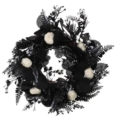 Produktbild: HOLIDYOYO Halloween Kranz Kürbis Design Gothic Stil Tür Halloween Party Zubehör Handgemachte Ornament Herzlich Willkommen