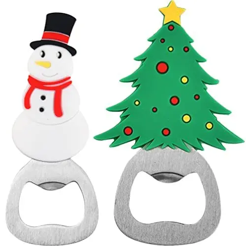 Produktbild: HOLIDYOYO Weihnachts-Bierflaschenöffner 2 Stück Weihnachtsbaum Schneemann Weinflaschenöffner Getränke- Und Getränke-Öffnungswerkzeug Für Winter-Mottopartys Souvenirs