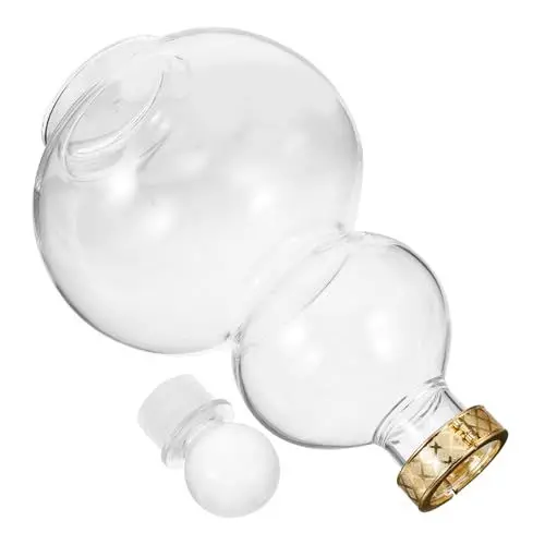 Produktbild: HOLIDYOYO Weinflasche Aus Glas Kürbisform Chinesisches Feng Shui Hu Lu Kürbisornament Wasserflasche Mit Stopfen Für Bourbon-Brandy-Saft Weinzubehör 1000 Ml