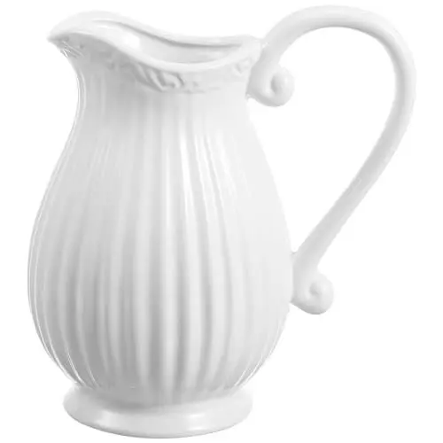 Produktbild: HOLIDYOYO Weiße Keramik-Krugvase Rustikales Porzellan Französisches Landhaus-Wasserkrug Krug Vase Milchkanne Blumenstraußhalter Blumentöpfe Getrocknete Blumenarrangements Für