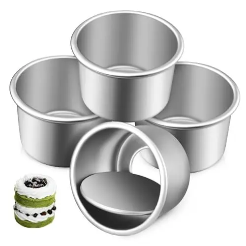 Produktbild: HOLIDYOYO Kuchenformen Aus Aluminiumlegierung Mit Boden 4 Runde Kuchenformen Zum Backen Und Dekorieren
