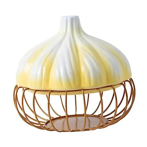 Produktbild: HOLIDYOYO Zwiebel-ingwer-ei-korb Obstschale Aus Schwarzem Draht Eierkorb Für Den Haushalt Zwiebelhalter Lebensmittelbehälter Mit Deckel Obstkorb Aus Draht Knoblauch Obstdekor Yellow Eisen