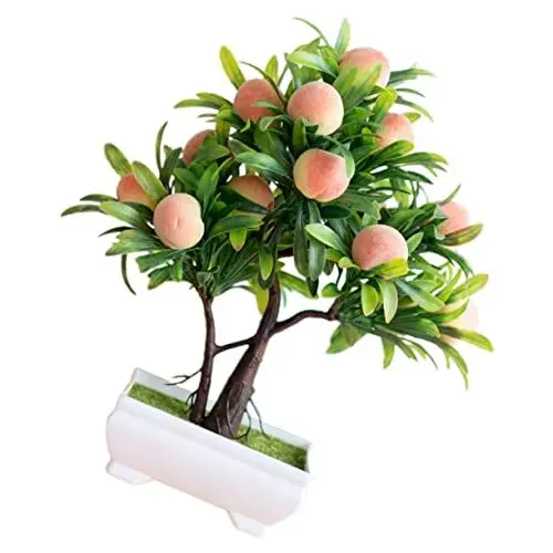 Produktbild: HOLIDYOYO Eleganter Gefälschter Pfirsichbaum-Bonsai Künstliche Pflanze Für Wohnzimmer Schlafzimmer Büro Küche
