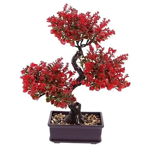 Produktbild: HOLIDYOYO Rote Simulation Grünpflanzen Bonsai Ornament Blumenerde Statue