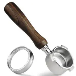 Produktbild: HOLIHOKY Bodenloser Siebträger 54mm mit Edelstahl 304 Dosierring, Espresso Sage Siebträger Kompatibel mit Breville Barista Pro Express 870/878/880, Bottomless Portafilter 54mm mit Holzgriff