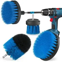 Produktbild: Holikme Bürstenaufsatz Bohrmaschine Set, 5 Stück Bürstenaufsatz Akkuschrauber Bürste Drill Brush, Leistungsstarke Bohrbürste Reinigungsbürste für Felgen/Fliesen/Küche/Böden/Auto/Badewanne, Blau