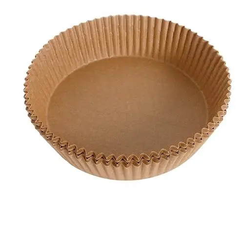 Produktbild: HolKitchen® 100er Set Backpapier für Heißluftfritteuse, 20 cm Breite, Airfryer Backpapier Antihaft, Wasserdicht, Ölfest, Einwegschalen, Zubehör für Heißluftfritteusen (Rund 100 Stück)