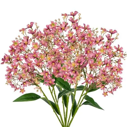 Produktbild: Hollyone 3PCS künstliche Blumen wie echte dekorative Blume Rosa Daphne Blossom 72CM Lange Stiele biegsame gefälschte Blumen Zweige für Blumenarrangement Sträuße Heimdekoration
