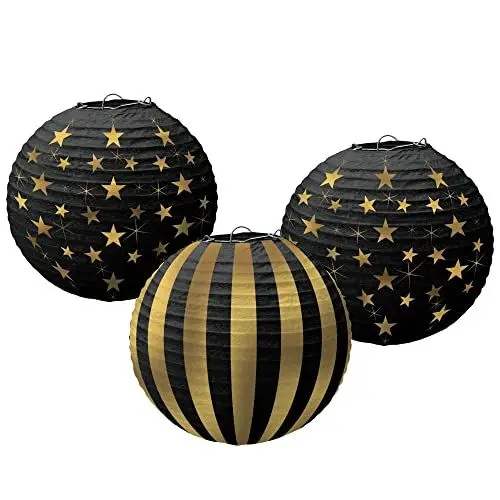 Produktbild: Hollywood G&G Hot Stamped Lanterns 24cm (3 pk) - Glitz & Glam