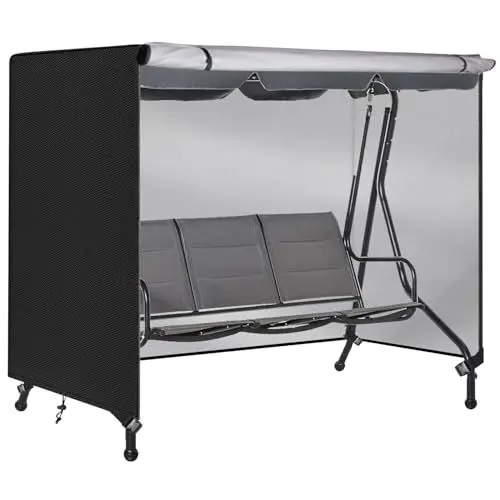 Produktbild: Hollywoodschaukel Abdeckung Wasserdicht,Gartenschaukel Schutzhülle Winddicht,Hollywood Swing Abdeckplane mit Kordelzug und Verstellbare Schnallen,420D Oxford-Stoff (220*150*170cm,Schwarz)