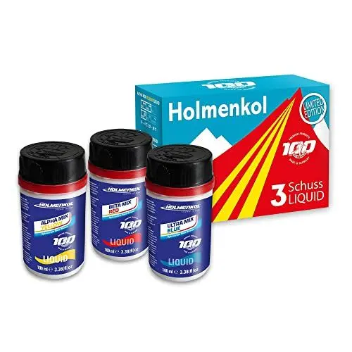 Produktbild: Holmenkol Flüssigwachs 3 Schuss Liquid Yellow, RED, Blue 3 x 100 ml