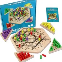 Produktbild: Holz Ketten Dreieck Schachspiel, Geometrisches Schachspiel 2 bis 4 Spieler, Wooden Chain Triangle Chess Game, Intellektuelles Schachbrett Kinder, Board Games, Brettspiele ab 3 4 5 6 8 10 Jahre