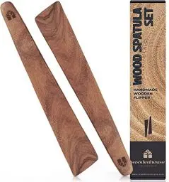Produktbild: Holz Kochlöffel (30,5 cm), Holz-Pfannenwender Holzlöffel Holz-Spatel – 2-teiliges-Set – Kochgeschirr Küchenutensilien Küchenset Küchenhelfer Küchenzubehör – hochwertig & nachhaltig