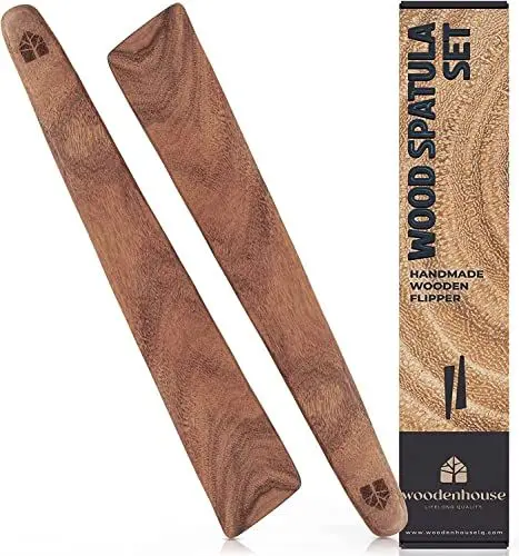 Produktbild: Holz Kochlöffel (30,5 cm), Holz-Pfannenwender Holzlöffel Holz-Spatel – 2-teiliges-Set – Kochgeschirr Küchenutensilien Küchenset Küchenhelfer Küchenzubehör – hochwertig & nachhaltig