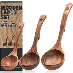 Produktbild: Holz Suppenkellen-Set klein & groß, Kochlöffel Suppenkellen Suppenlöffel Schopflöffel Saucenlöffel – 3-teiliges-Set – Küchenzubehör Küchenutensilien - hochwertig & nachhaltig