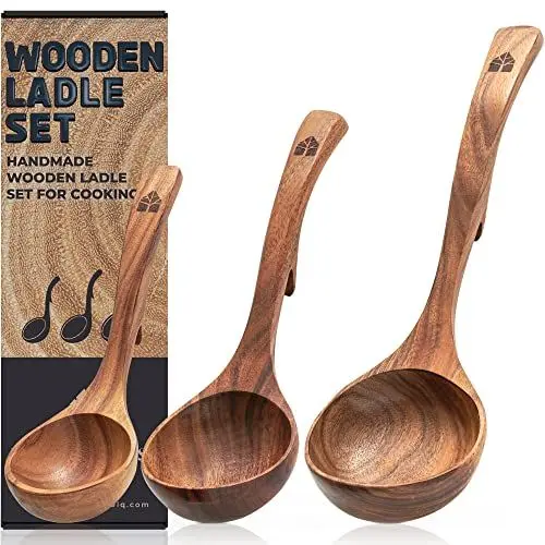 Produktbild: Holz Suppenkellen-Set klein & groß, Kochlöffel Suppenkellen Suppenlöffel Schopflöffel Saucenlöffel – 3-teiliges-Set – Küchenzubehör Küchenutensilien - hochwertig & nachhaltig