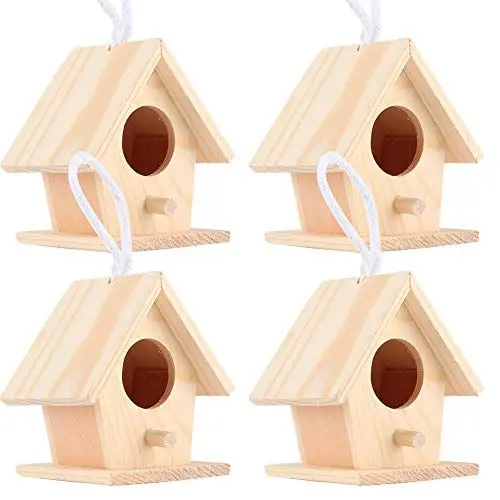 Produktbild: Holz Vogelhaus, 4 Stück Platane Holz Vogelhaus, für Papageien Vögel Schwalben Andere Wildtiere