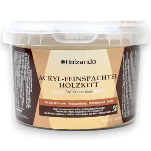 Produktbild: Holzando® Holzkitt Feinspachtel für Holz, OSB und Wände - Holzspachtelmasse, Holzspachtel, Fensterkitt, Wood Filler, Holzpaste, Spachtelmasse Holz, Holzfüller 1Kg Fichte 110