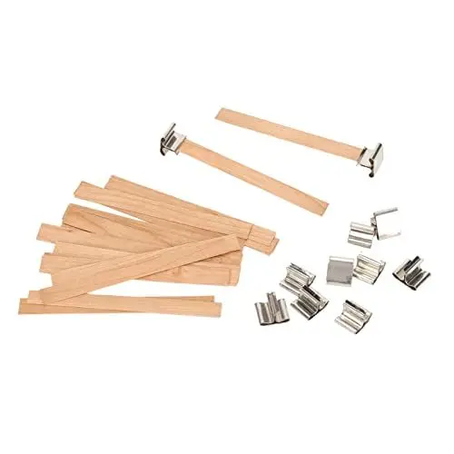 Produktbild: Dochte Kerzen, 33 Stück Holz-Kerzendochte, handgefertigt, abbaubar, umweltfreundlich, rauchfrei, Kerzendochte mit Sockel für die DIY-Kerzenherstellung
