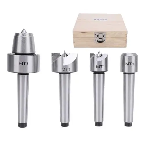 Produktbild: Holzdrehmaschinen-Werkzeuge, 4-teiliges Holzdrehmaschinen-Mitte-Set MT1 Drehmaschinen-Drehsporn-Cup-Center-Set, Holzbearbeitungsmaschinen, Bohrer für Holzbearbeitung,