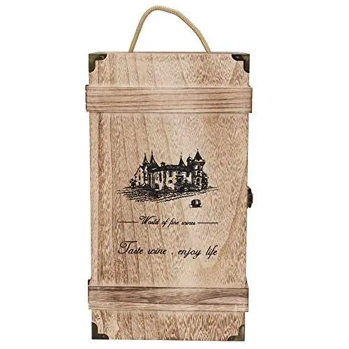 Produktbild: Cocoarm Dekorative Wein-Geschenkbox für Zwei Flaschen, Retro-Rotweinhalterboxen mit 2 Flaschen, Dekorative Wein-Geschenkbox