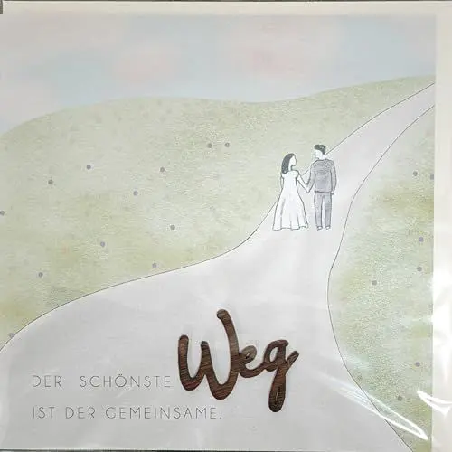 Produktbild: Holzgrusskarten Original Hochzeitskarte für besondere Glückwünsche zur Hochzeit, Motiv Der schönste Weg ist der gemeinsame, Hochzeitsbillet, Glückwunschkarte, Postkarte, Geschenkkarte für Ehepaar
