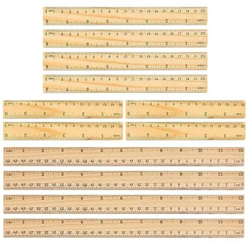 Produktbild: Holzlineal 12 Stück Lineal Holz 15 cm 20 cm 30 cm Holzlineal Kleines Lineal Grundschule Nähen Lineale Skala für Schule Handwerk
