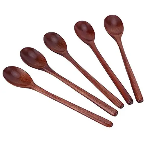 Produktbild: Holzlöffel, 5 Stück Wiederverwendbarer Japanischer Löffel mit Langstieligem Geschirrset für das Tägliche Picknick Im Schulbüro(Große Lackfarbe)