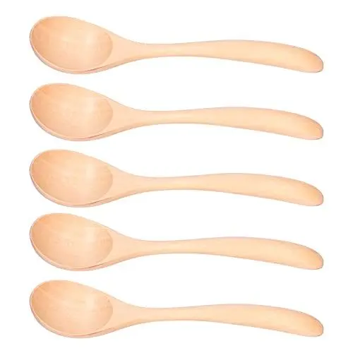 Produktbild: Holzlöffel Zum Kochen, 5 Stück, Holz, Mehrzweck-Suppenlöffel, Holzlöffel, Stabile Holz-Suppenlöffel für Wohnungsbedarf, Einweihungsgeschenke
