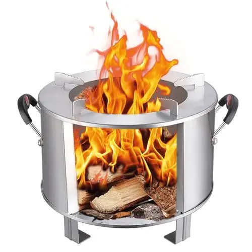 Produktbild: Holzofen zum Kochen, Campingofen Tragbarer Zeltofen für Camping Gartenofen Edelstahl, Zum Kochen Heizung Camping Zelt Wandern Angeln