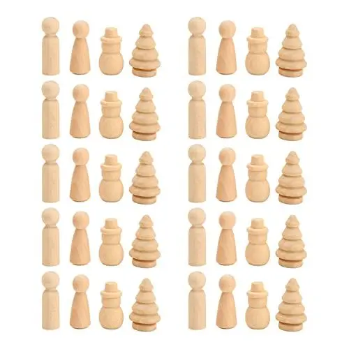 Produktbild: Holzpflockpuppen, DIY-Projekte, Glattes Holz Zum Malen, Beizen, Dekorieren, Ideal für Kinder, Basteln, Kunstprojekte, Kreatives Spielen