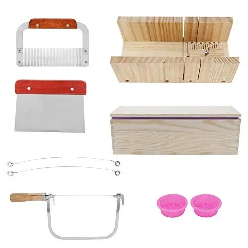Produktbild: Holz-Seifenform, Silikon und Kiefer, Multifunktionales Seifenform-Ausstecher-Set mit Seifenschneider, Laib-Seifenherstellung, Schneide-Set, Brotform-Box mit Deckel