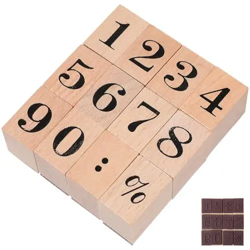 Produktbild: Holzstempel Zahlenstempel Holz Gummistempel DIY Nummer 0 bis 9 Stempel Dekoration Set für Kartenherstellung Planer Scrapbooking Zubehör